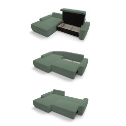 SAVIO Left-Handed Corner Sofa with Electric Adjustment, Free-Standing in KANSAS 15 Grey Fabric by Stork Furniture SAVIO Left-Handed Corner Sofa with Electric Adjustment, Free-Standing in KANSAS 15 Grey Fabric by Stork Furniture