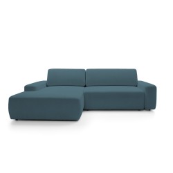 SAVIO Left-hand Corner Sofa with Electric Adjustment, Free-standing in KANSAS 17 Anthracite Fabric by Stork Furniture