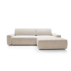 SAVIO Right-Hand Corner Sofa with Electric Adjustment, Freestanding, in KANSAS 02 Light Beige Fabric by Stork Furniture