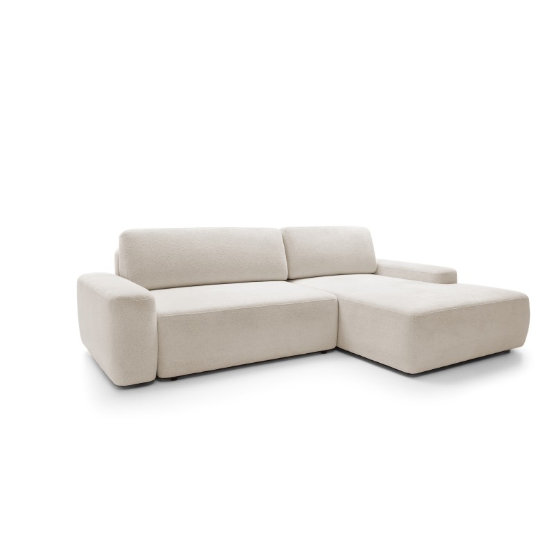 SAVIO Right-Hand Corner Sofa with Electric Adjustment, Freestanding, in KANSAS 02 Light Beige Fabric by Stork Furniture SAVIO Right-Hand Corner Sofa with Electric Adjustment, Freestanding, in KANSAS 02 Light Beige Fabric by Stork Furniture