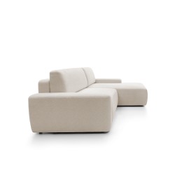SAVIO Right-Hand Corner Sofa with Electric Adjustment, Freestanding, in KANSAS 02 Light Beige Fabric by Stork Furniture SAVIO Right-Hand Corner Sofa with Electric Adjustment, Freestanding, in KANSAS 02 Light Beige Fabric by Stork Furniture