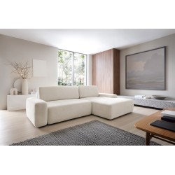 SAVIO Right-Hand Corner Sofa with Electric Adjustment, Freestanding, in KANSAS 02 Light Beige Fabric by Stork Furniture SAVIO Right-Hand Corner Sofa with Electric Adjustment, Freestanding, in KANSAS 02 Light Beige Fabric by Stork Furniture
