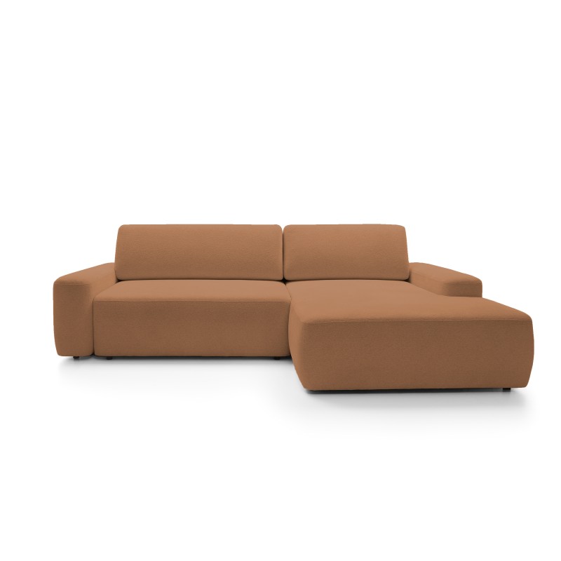 SAVIO Right-Handed Corner Sofa with Electric Adjustment, Freestanding in KANSAS 06 Dark Beige Fabric by Stork Furniture