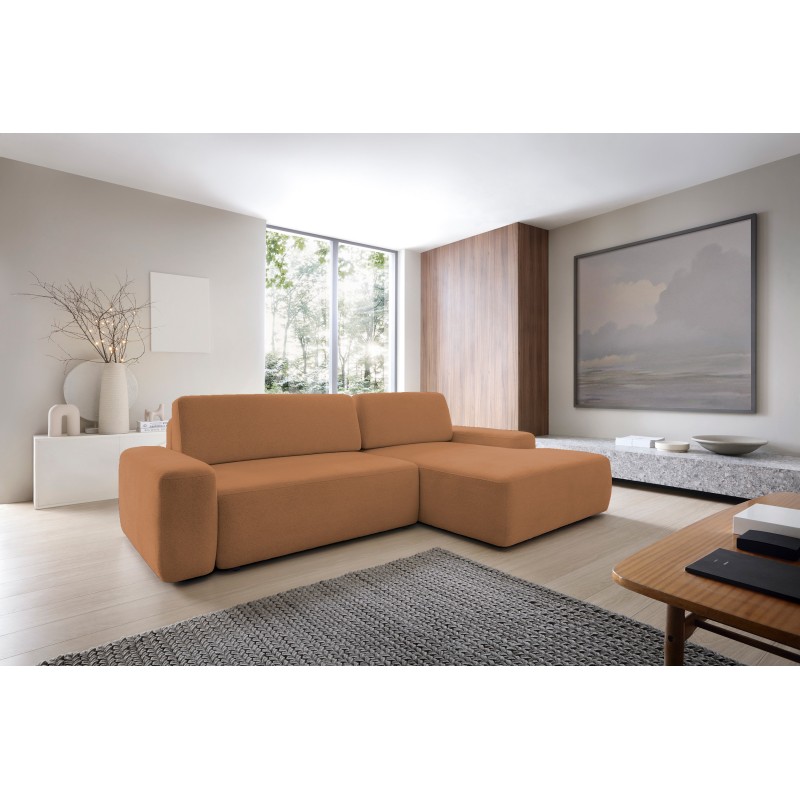 SAVIO Right-Handed Corner Sofa with Electric Adjustment, Freestanding in KANSAS 06 Dark Beige Fabric by Stork Furniture SAVIO Right-Handed Corner Sofa with Electric Adjustment, Freestanding in KANSAS 06 Dark Beige Fabric by Stork Furniture