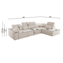Esquina Luxor XI con función de cama tapizado Wind 05 Esquina Luxor XI con función de cama tapizado Wind 05