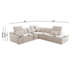 Luxor IX Corner Sofa with Sleeping Function, Fabric Wind 05