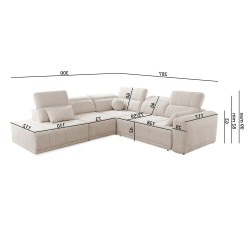 Ecksofa Luxor IX mit Schlaffunktion Stoff Wind 05