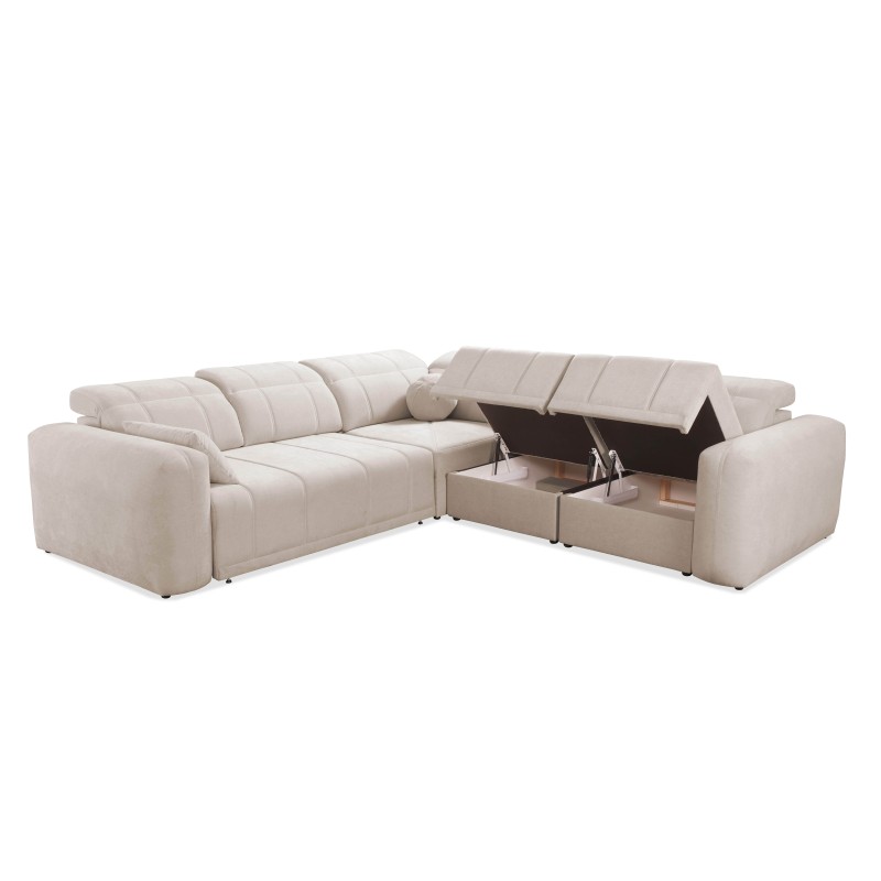 Sofá Esquinero de Lujo Luxor III con función de cama - Tejido, Viento 90 Sofá Esquinero de Lujo Luxor III con función de cama - Tejido, Viento 90