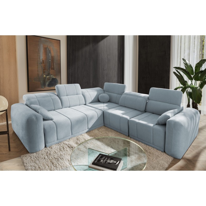 Luxurious Luxor III Corner Sofa with Sleeping Function - Weave, Wind 73