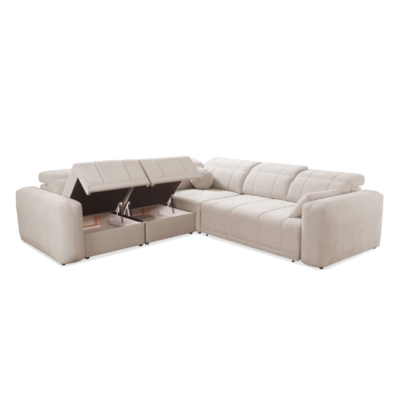 Sofá Esquinero de Lujo Luxor III con función de cama - Tejido, Wind 84 Sofá Esquinero de Lujo Luxor III con función de cama - Tejido, Wind 84