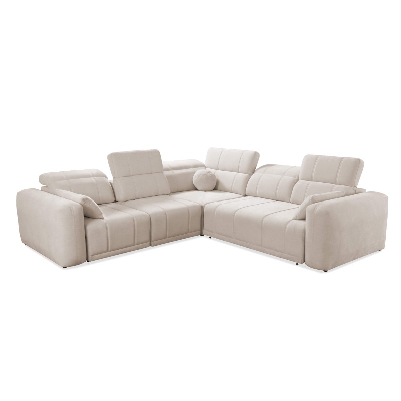 Luxury Corner Sofa Luxor III with Sleeping Function - Woven Fabric, Wind 28