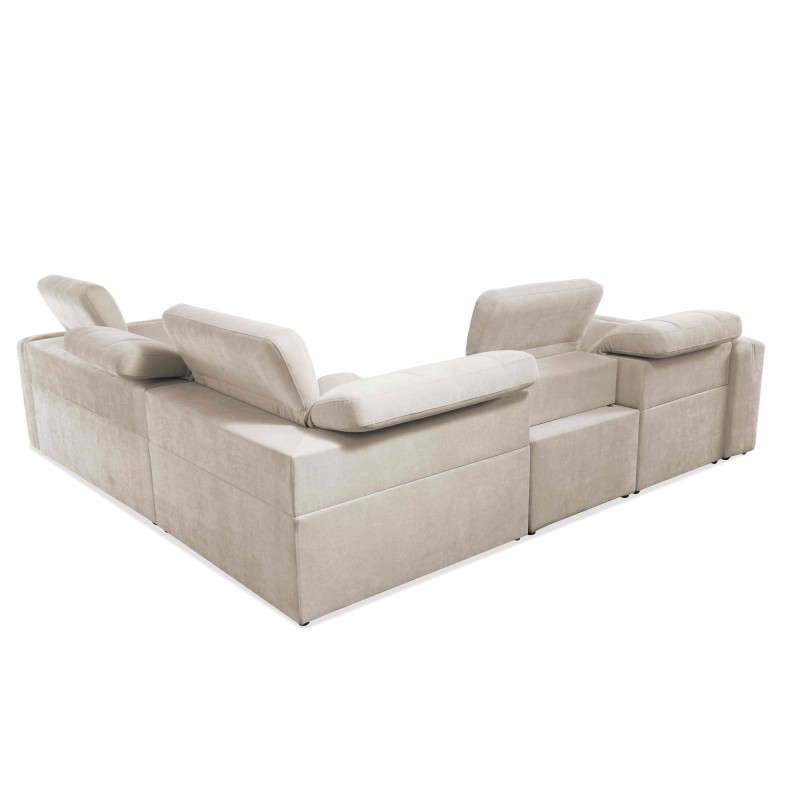 Luxury Corner Sofa Luxor III with Sleeping Function - Woven Fabric, Wind 28