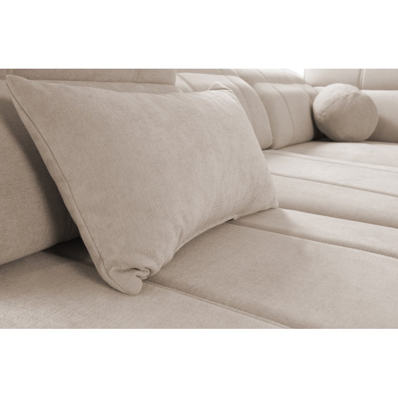 Luxury Corner Sofa Luxor III with Sleeping Function - Woven Fabric, Wind 28