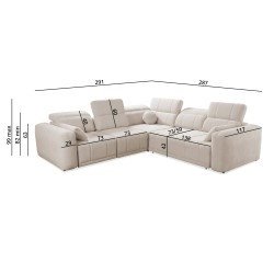Sofá Esquinero de Lujo Luxor III con función de cama - Tela, Wind 05 Sofá Esquinero de Lujo Luxor III con función de cama - Tela, Wind 05