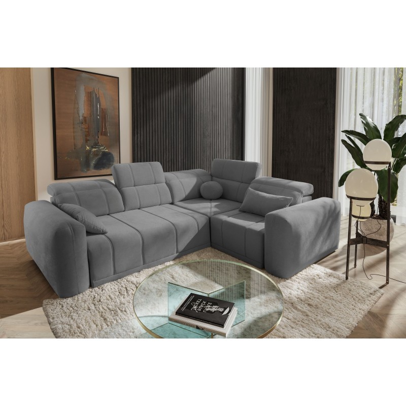 Luxor II corner sofa with sleeping function Plecionka, Wind 90 - comfort and elegance in one
