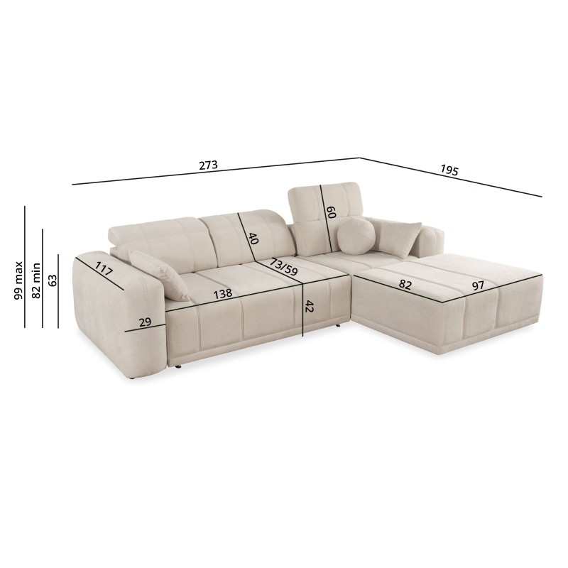 Rincón Luxor I con función de cama en tela Plecionka, Wind 73 - Lujo y comodidad en tu salón Rincón Luxor I con función de cama en tela Plecionka, Wind 73 - Lujo y comodidad en tu salón