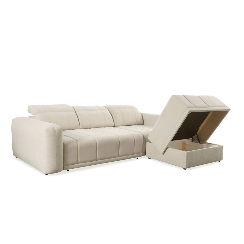 Esquinero Luxor I con función de cama en tela Plecionka, Wind 05 - Lujo y comodidad en tu sala de estar. Esquinero Luxor I con función de cama en tela Plecionka, Wind 05 - Lujo y comodidad en tu sala de estar.