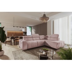 Verona VII corner sofa with a sleeping function in Velvet fabric, Vena 10 – elegance and functionality