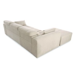 Esquinero Luxor I con función de cama en tela Plecionka, Wind 05 - Lujo y comodidad en tu sala de estar.