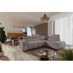 Narożnik Verona VII z funkcją spania w tkaninie Welur, Vena 8 – elegancja i funkcjonalność