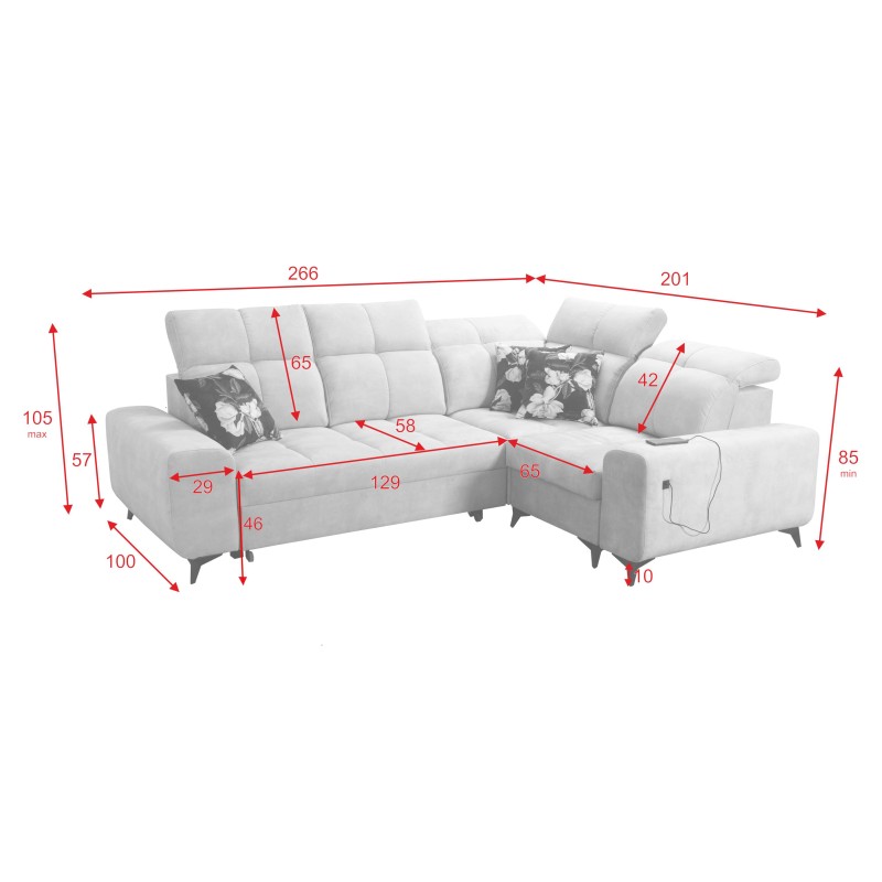 Ecksofa Ascot II mit Schlaffunktion, USB-Anschluss und verstellbaren Kopfstützen Samt, Wave 2 | Ihre Möbelmarke Ecksofa Ascot II mit Schlaffunktion, USB-Anschluss und verstellbaren Kopfstützen Samt, Wave 2 | Ihre Möbelmarke