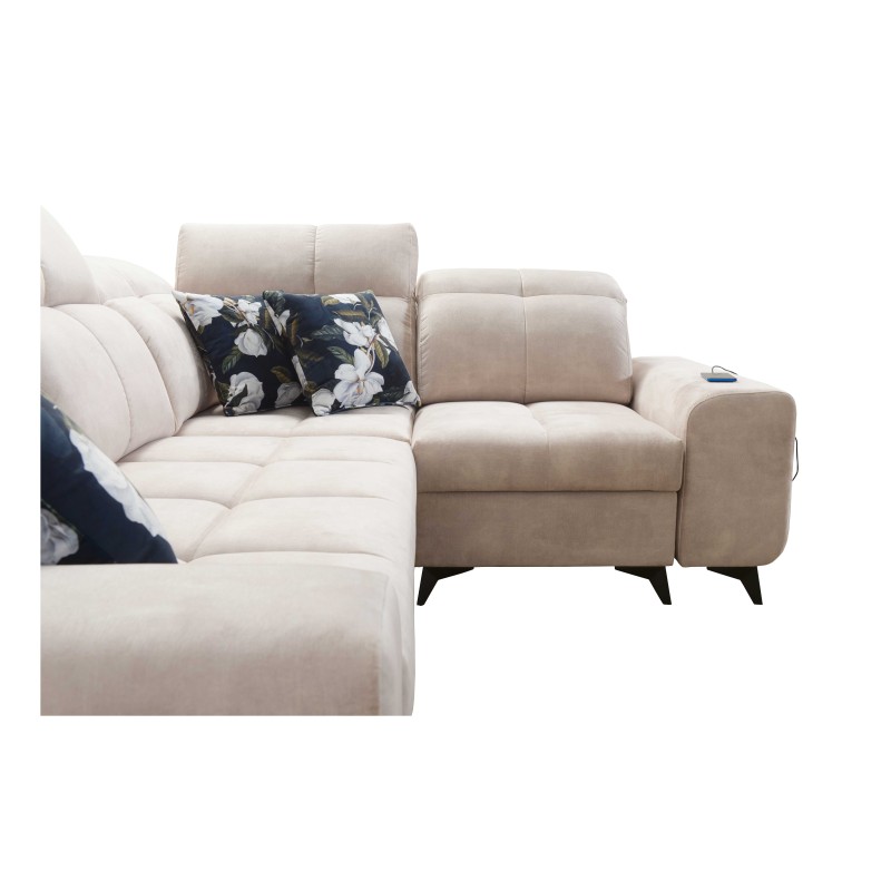 Ecksofa Ascot II mit Schlaffunktion, USB-Anschluss und verstellbaren Kopfstützen Samt, Wave 1 | Ihre Möbelmarke Ecksofa Ascot II mit Schlaffunktion, USB-Anschluss und verstellbaren Kopfstützen Samt, Wave 1 | Ihre Möbelmarke