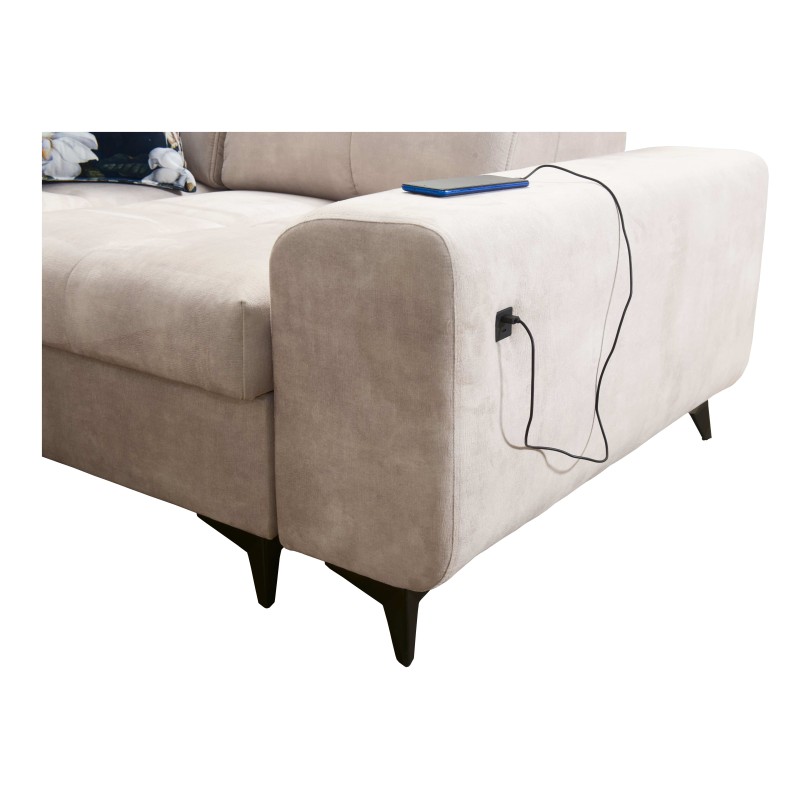 Ecksofa Ascot II mit Schlaffunktion, USB-Anschluss und verstellbaren Kopfstützen Samt, Wave 1 | Ihre Möbelmarke Ecksofa Ascot II mit Schlaffunktion, USB-Anschluss und verstellbaren Kopfstützen Samt, Wave 1 | Ihre Möbelmarke
