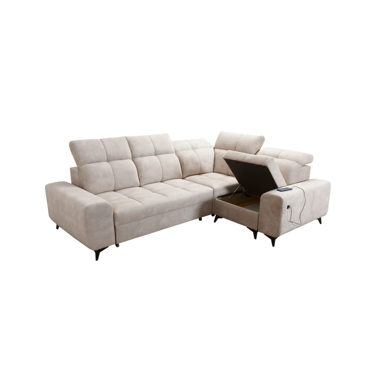Ecksofa Ascot II mit Schlaffunktion, USB-Anschluss und verstellbaren Kopfstützen Samt, Wave 1 | Ihre Möbelmarke Ecksofa Ascot II mit Schlaffunktion, USB-Anschluss und verstellbaren Kopfstützen Samt, Wave 1 | Ihre Möbelmarke