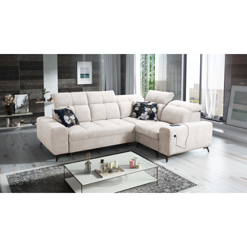 Ecksofa Ascot II mit Schlaffunktion, USB-Anschluss und verstellbaren Kopfstützen Samt, Wave 1 | Ihre Möbelmarke Ecksofa Ascot II mit Schlaffunktion, USB-Anschluss und verstellbaren Kopfstützen Samt, Wave 1 | Ihre Möbelmarke