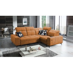 Ecksofa Ascot II mit Schlaffunktion, USB-Anschluss und verstellbaren Kopfstützen, Samt, Wave 6 | Ihre Möbelmarke