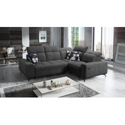 Ecksofa Ascot II mit Schlaffunktion, USB-Port und verstellbaren Kopfstützen, Samt, Wave 16 | Ihre Möbelmarke