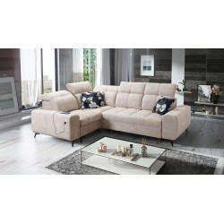 Ecksofa Ascot II mit Schlaffunktion, USB-Anschluss und verstellbaren Kopfstützen Samt, Wave 2 | Ihre Möbelmarke