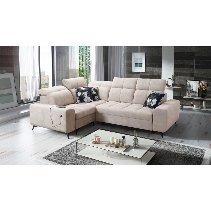 Ecksofa Ascot II mit Schlaffunktion, USB-Anschluss und verstellbaren Kopfstützen Samt, Wave 2 | Ihre Möbelmarke Ecksofa Ascot II mit Schlaffunktion, USB-Anschluss und verstellbaren Kopfstützen Samt, Wave 2 | Ihre Möbelmarke