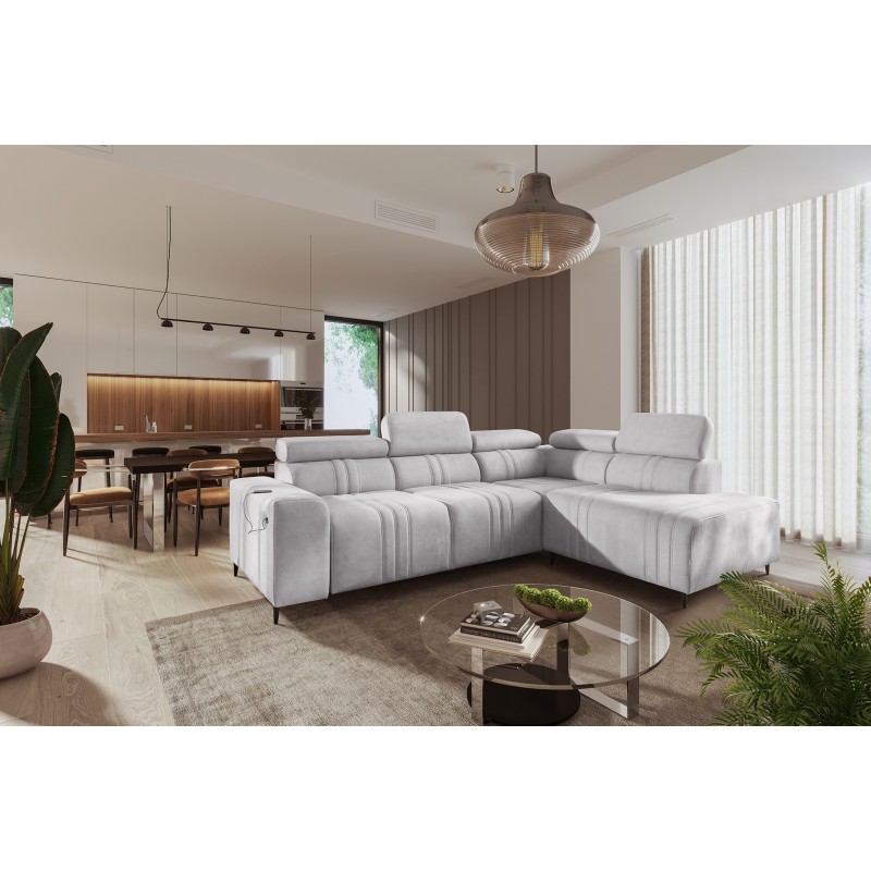 Verona VII corner sofa with a sleeping function in Velvet fabric, Vena 3 – elegance and functionality