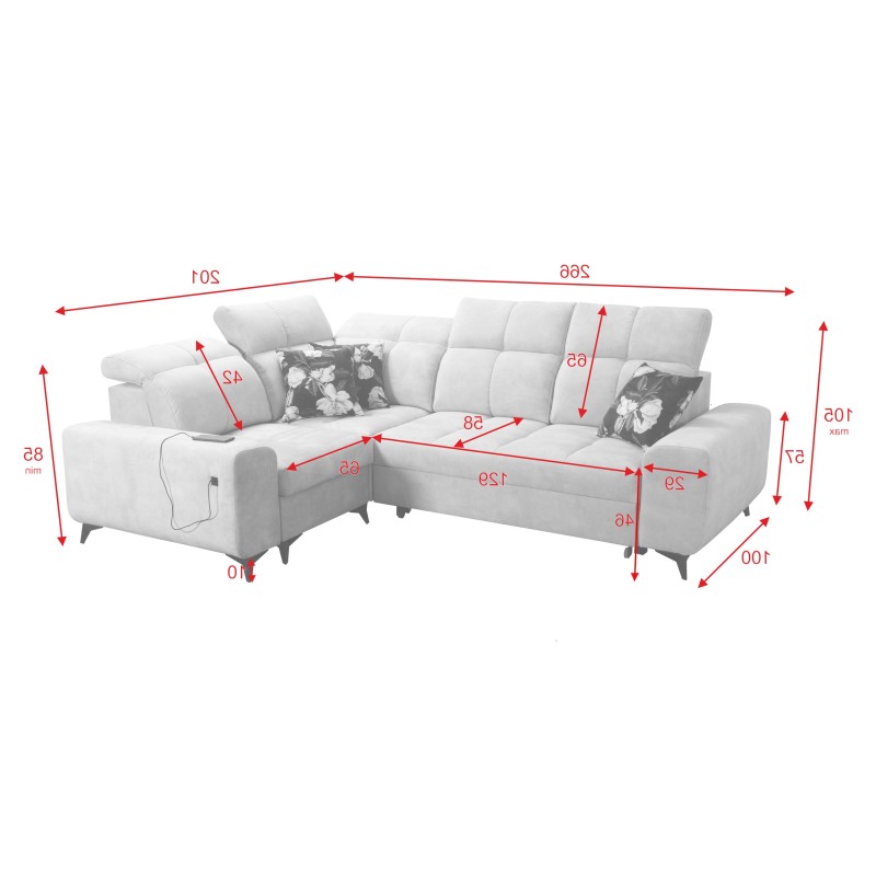 Ecksofa Ascot II mit Schlaffunktion, USB-Port und verstellbaren Kopfstützen Velours, Wave 4 | Ihre Möbelmarke Ecksofa Ascot II mit Schlaffunktion, USB-Port und verstellbaren Kopfstützen Velours, Wave 4 | Ihre Möbelmarke
