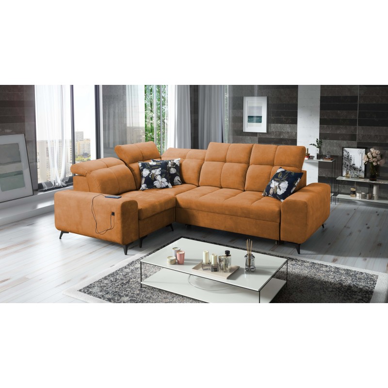 Ecksofa Ascot II mit Schlaffunktion, USB-Anschluss und verstellbaren Kopfstützen, Samt, Wave 6 | Ihre Möbelmarke Ecksofa Ascot II mit Schlaffunktion, USB-Anschluss und verstellbaren Kopfstützen, Samt, Wave 6 | Ihre Möbelmarke