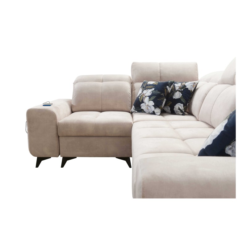 Ecksofa Ascot II mit Schlaffunktion, USB-Anschluss und verstellbaren Kopfstützen Samt, Wave 12 | Ihre Möbelmarke Ecksofa Ascot II mit Schlaffunktion, USB-Anschluss und verstellbaren Kopfstützen Samt, Wave 12 | Ihre Möbelmarke
