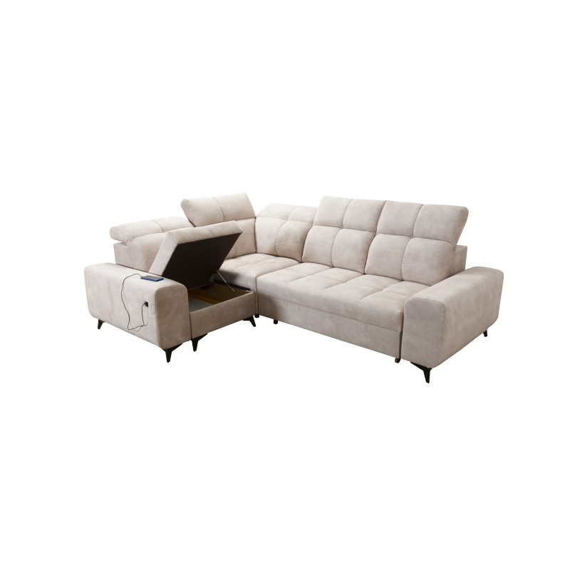 Ecksofa Ascot II mit Schlaffunktion, USB-Anschluss und verstellbaren Kopfstützen Samt, Wave 12 | Ihre Möbelmarke Ecksofa Ascot II mit Schlaffunktion, USB-Anschluss und verstellbaren Kopfstützen Samt, Wave 12 | Ihre Möbelmarke