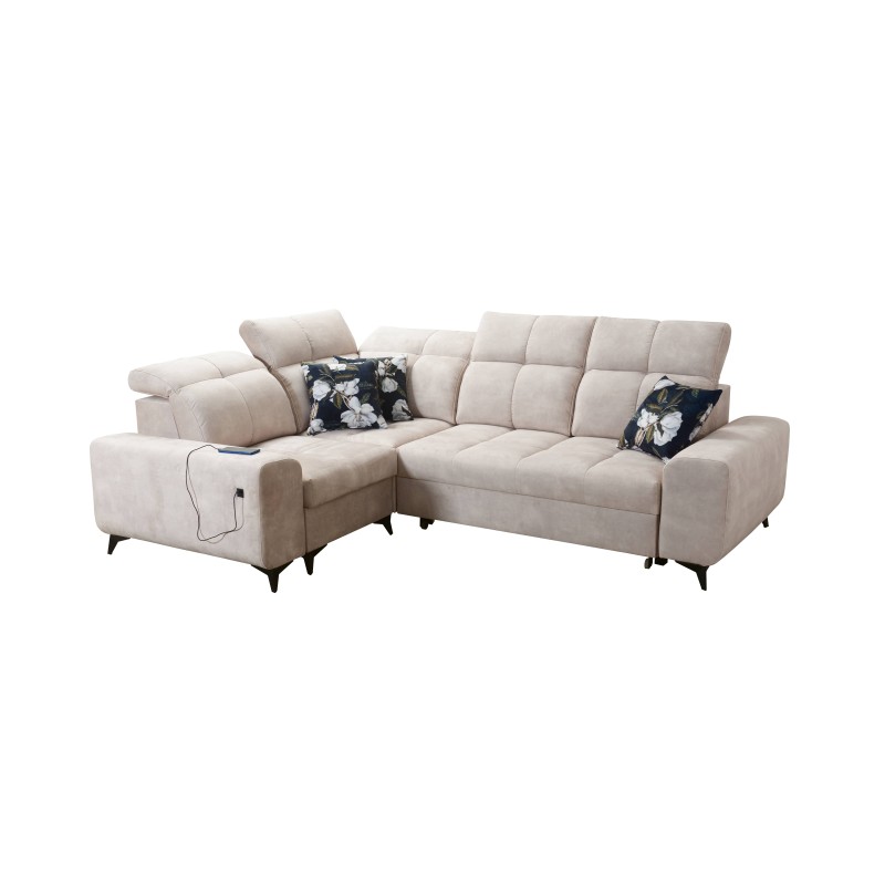 Ecksofa Ascot II mit Schlaffunktion, USB-Anschluss und verstellbaren Kopfstützen Samt, Wave 12 | Ihre Möbelmarke Ecksofa Ascot II mit Schlaffunktion, USB-Anschluss und verstellbaren Kopfstützen Samt, Wave 12 | Ihre Möbelmarke