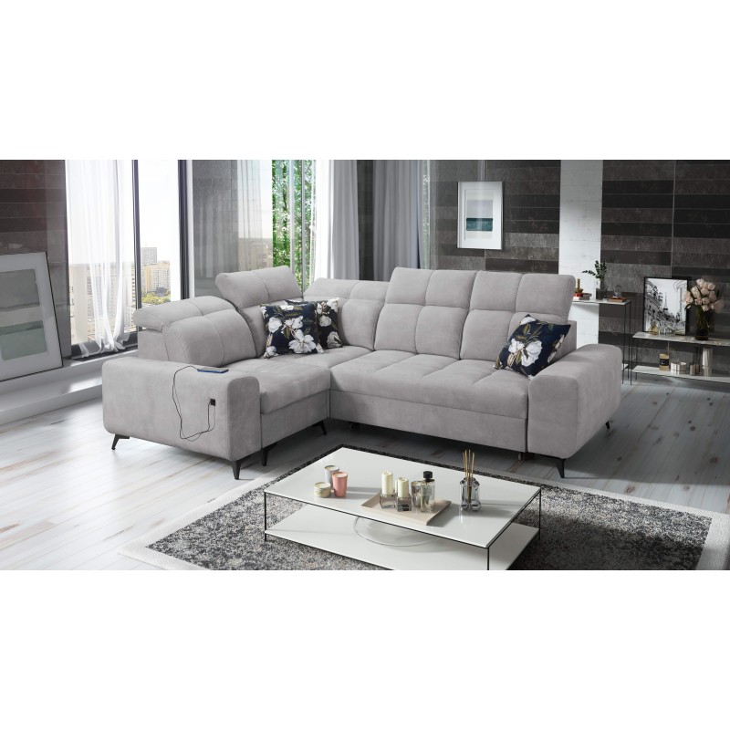 Ecksofa Ascot II mit Schlaffunktion, USB-Anschluss und verstellbaren Kopfstützen Velours, Wave 15 | Ihre Möbelmarke Ecksofa Ascot II mit Schlaffunktion, USB-Anschluss und verstellbaren Kopfstützen Velours, Wave 15 | Ihre Möbelmarke