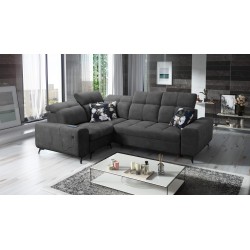 Ecksofa Ascot II mit Schlaffunktion, USB-Port und verstellbaren Kopfstützen, Samt, Wave 16 | Ihre Möbelmarke