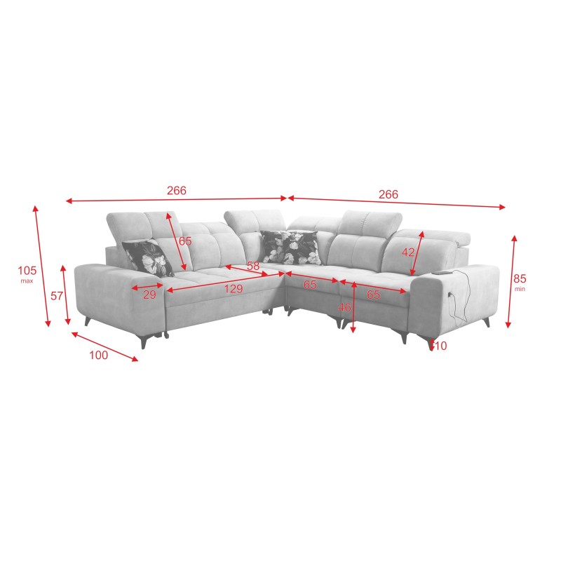 Ascot III Ecksofa mit Schlaffunktion, USB-Anschluss und Kopfstützen | Ihr stilvolles Möbelstück Ascot III Ecksofa mit Schlaffunktion, USB-Anschluss und Kopfstützen | Ihr stilvolles Möbelstück