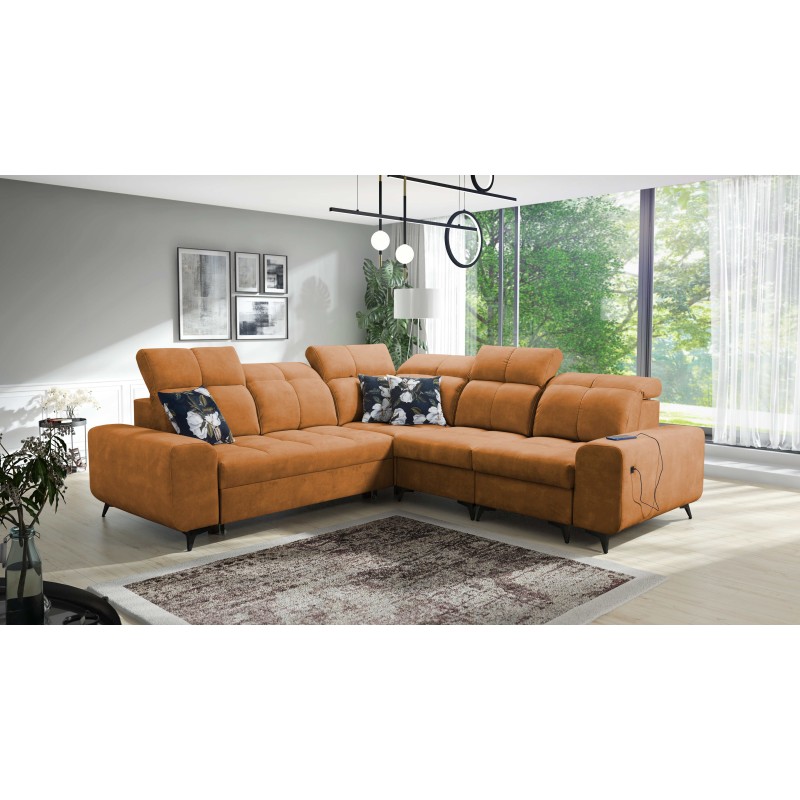 Ascot III Corner Sofa with Sleeping Function, USB Port, and Headrests | Your Classy Furniture