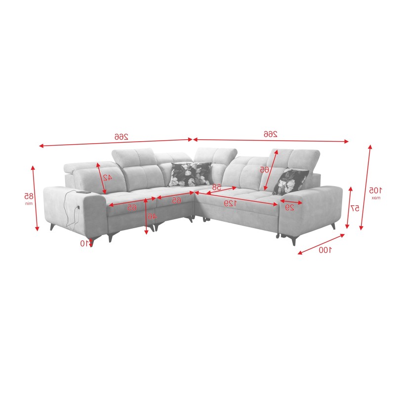 Ascot III Ecksofa mit Schlaffunktion, USB-Anschluss und Kopfstützen | Ihr stilvolles Möbelstück Ascot III Ecksofa mit Schlaffunktion, USB-Anschluss und Kopfstützen | Ihr stilvolles Möbelstück