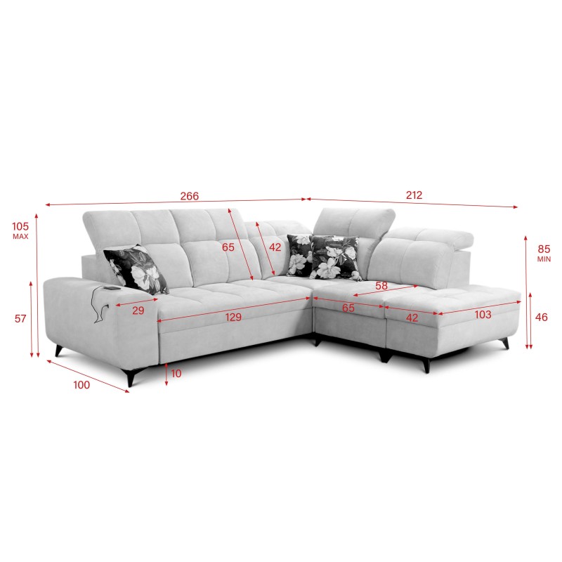 Ecksofa Ascot VII mit Schlaffunktion, USB-Anschluss, verstellbaren Kopfstützen – Raffinesse und Komfort in einem Ecksofa Ascot VII mit Schlaffunktion, USB-Anschluss, verstellbaren Kopfstützen – Raffinesse und Komfort in einem