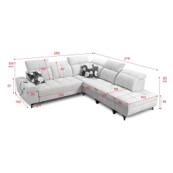 Ecksofa Ascot IX mit Schlaffunktion, USB-Anschluss und verstellbaren Kopfstützen - Samt, Wave 2 Ecksofa Ascot IX mit Schlaffunktion, USB-Anschluss und verstellbaren Kopfstützen - Samt, Wave 2