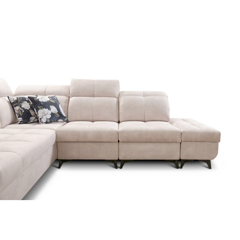 Ecksofa Ascot IX mit Schlaffunktion, USB-Anschluss und verstellbaren Kopfstützen - Samt, Wave 1 Ecksofa Ascot IX mit Schlaffunktion, USB-Anschluss und verstellbaren Kopfstützen - Samt, Wave 1