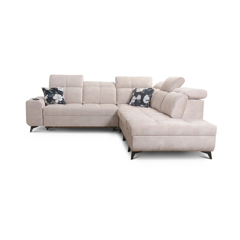 Ecksofa Ascot IX mit Schlaffunktion, USB-Anschluss und verstellbaren Kopfstützen - Samt, Wave 1 Ecksofa Ascot IX mit Schlaffunktion, USB-Anschluss und verstellbaren Kopfstützen - Samt, Wave 1
