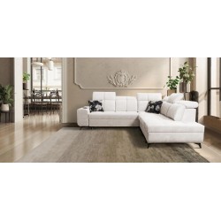Ecksofa Ascot IX mit Schlaffunktion, USB-Anschluss und verstellbaren Kopfstützen - Samt, Wave 1