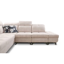 Ecksofa Ascot IX mit Schlaffunktion, USB-Anschluss und verstellbaren Kopfstützen - Samt, Wave 4 Ecksofa Ascot IX mit Schlaffunktion, USB-Anschluss und verstellbaren Kopfstützen - Samt, Wave 4